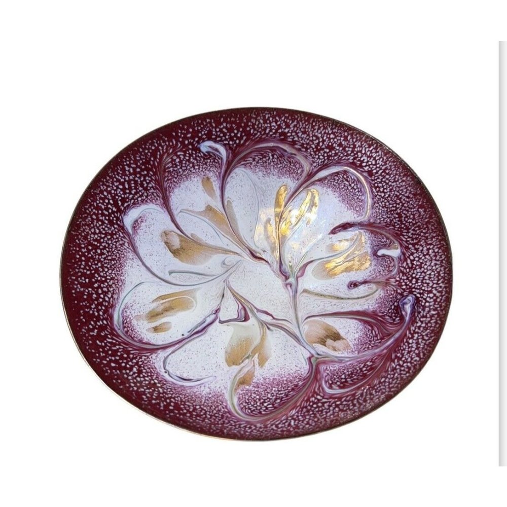 Emaljert Handarbeid E. Krage A/S Enamelware 6.25" Round Dish Decor Pink Norway
